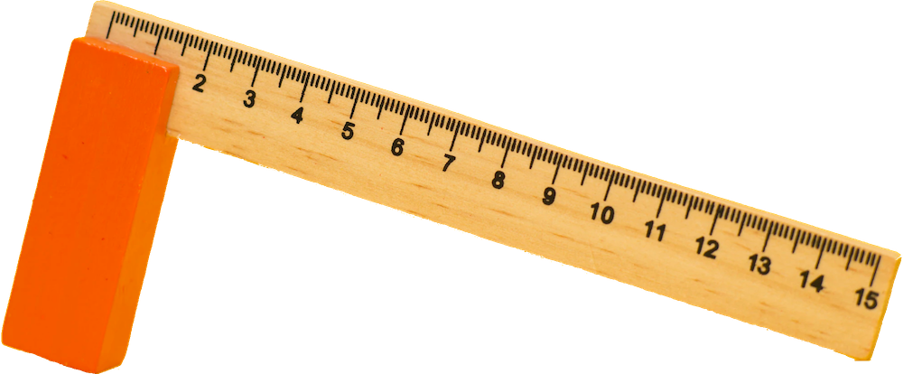 Masked photo of a vintage right angle ruler